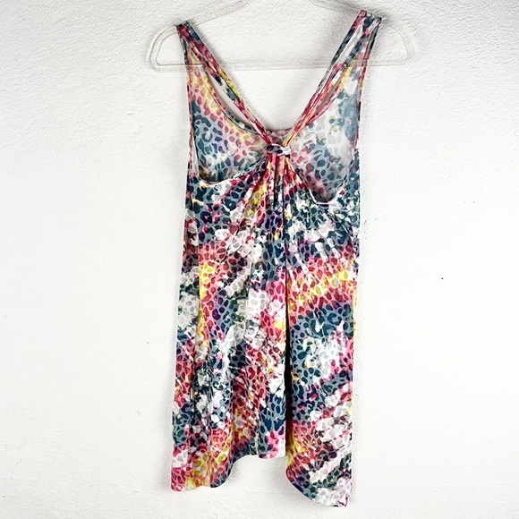 OP |🌈🐆Rainbow Cheetah Print Knotted Racerback Long Tank Top - Picture 7 of 12